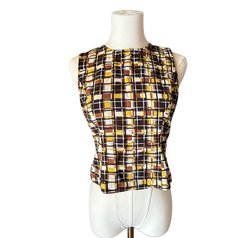 Vintage Brown and Yellow Women's Top